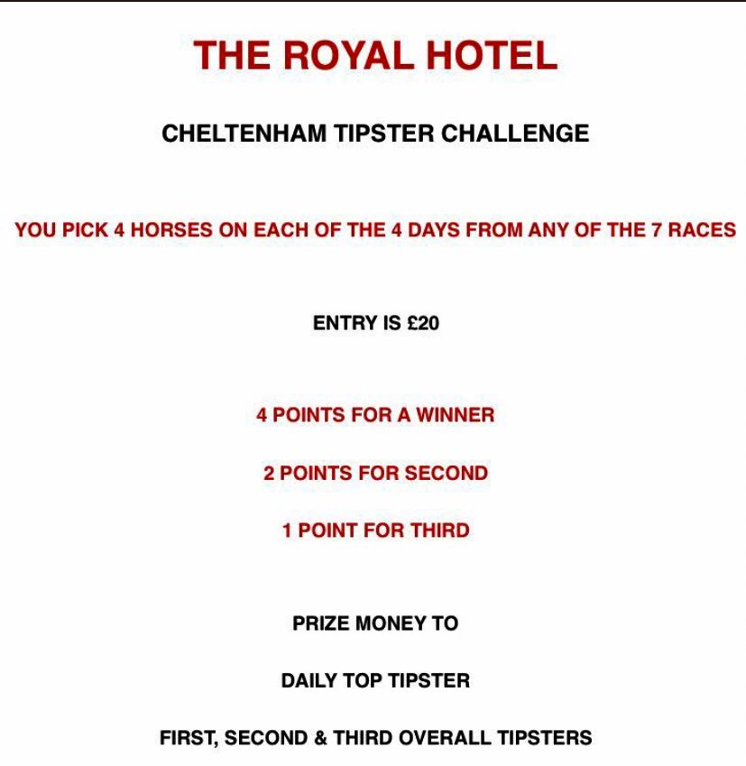 royalpenicuik's tweet photo. Four weeks today until the #CheltenhamFestival begins π
Why not join us in doing the tipster challenge nearly 100 took part last year letβs break that barrier this year #GetInTouchNow πππ» https://t.co/ORTHdrcI4L