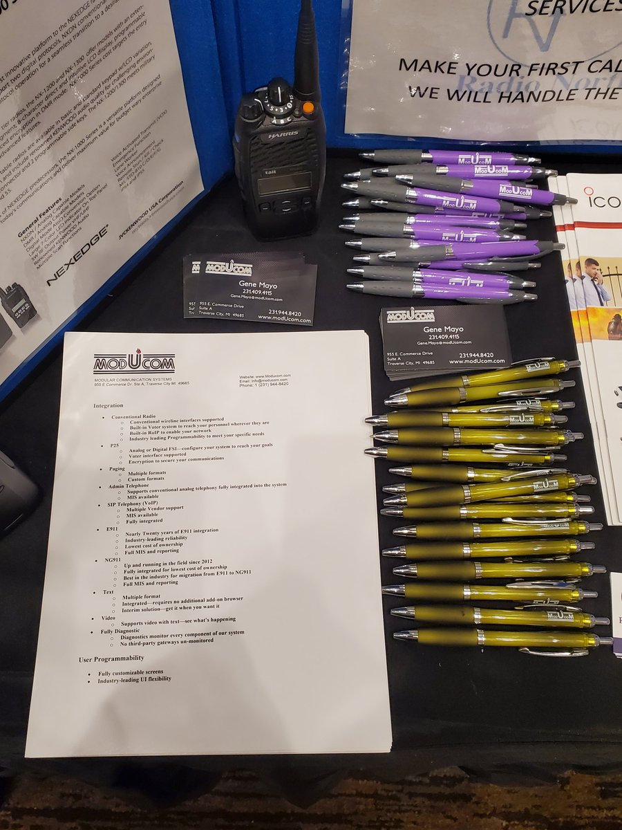 ModUcom's tweet image. A big shout out to Radio North LLC. A local vendor in Traverse City representing ModUcom at the Michigan State Interoperability Conference in Traverse City this week. Show them some love for all your 2 way communication needs radionorth.com
