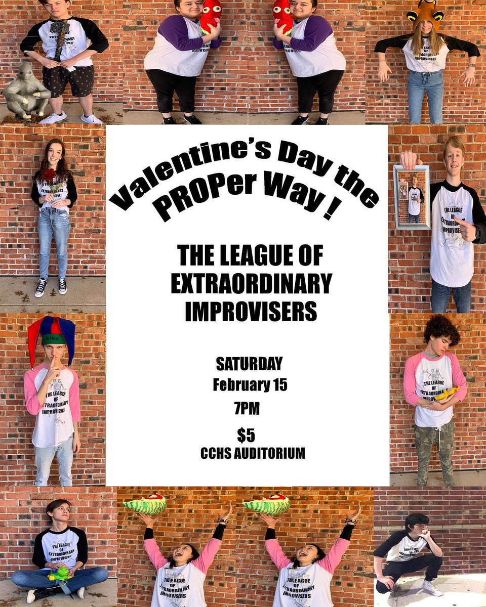CCTDTweets's tweet photo. Props. Improv. Comedy. February 15th. Be there. https://t.co/b27bVI1G8K