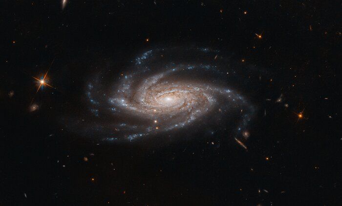 SETIInstitute's tweet photo. The spiral galaxy NGC 2008 sits centre stage, its ghostly spiral arms spreading out towards us, in this image captured by the @NASA / @esa @HubbleTelescope. This galaxy is located about 425 million light-years from Earth in the constellation of Pictor. https://t.co/rtbz5YWqIb https://t.co/EB5rqh5cNY