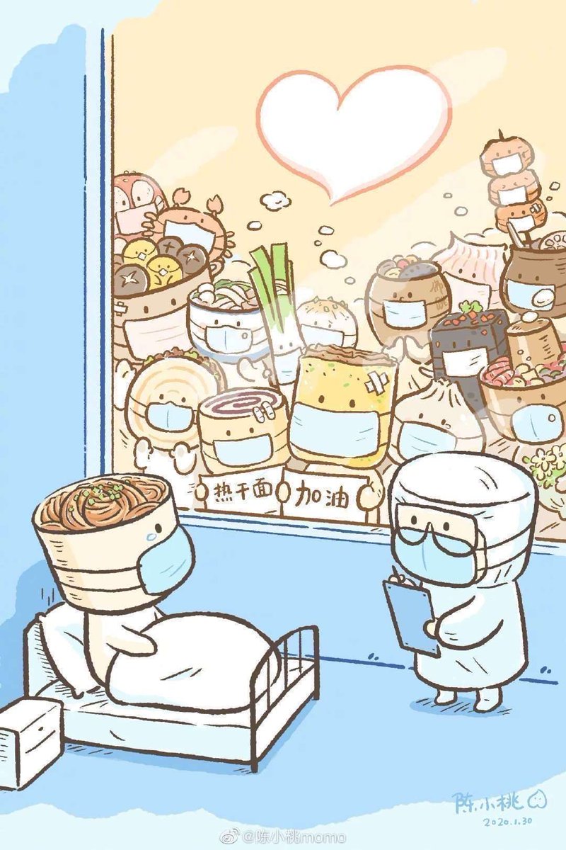 chlli021's tweet photo. Chinese dishes coming from nationwide to cheer up the virus-hit patient “Reganmian” - #Wuhan’s hot dry noodles, one of my favorite dishes. What a heartwarming comic! #GoWuhan #WuhanCoronavirus https://t.co/nPEUVFHkG5