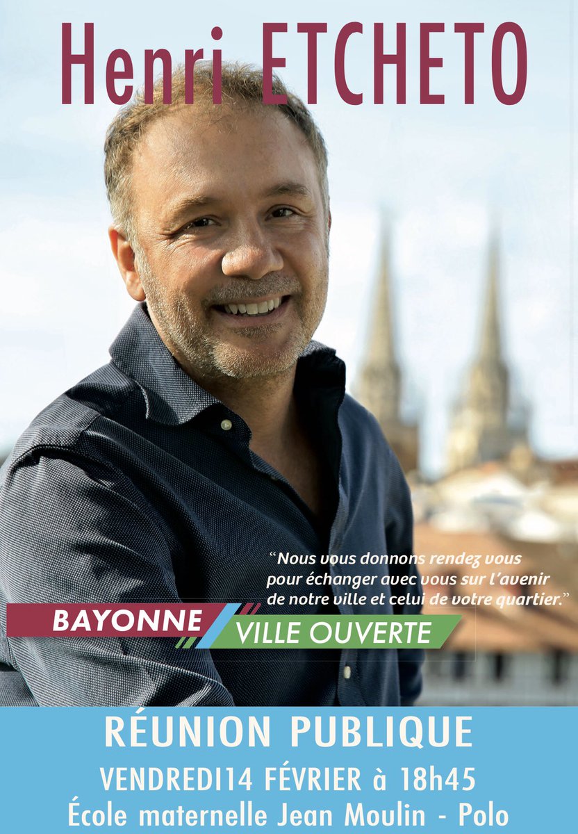 🗓 Rendez vous Vendredi prochain à partir de 18h45 à l’école Jean Moulin du Polo Beyris pour la 2ème réunion publique ! #Bayonnevilleouverte #Bayonne