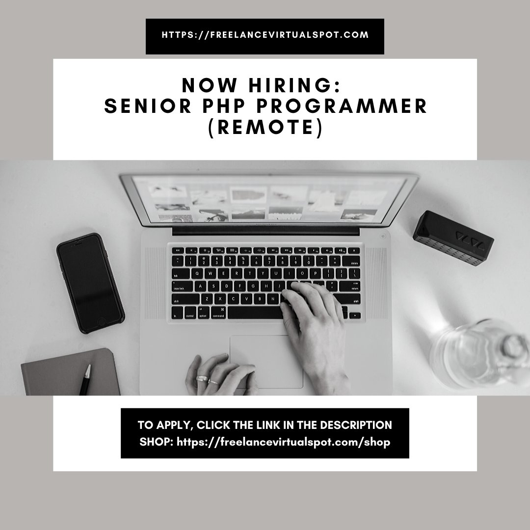 NOW HIRING: Senior PHP Programmer (remote) To apply, check this link: buff.ly/3btcpXh #nowhiring #SeniorPHPProgrammer #remote #remotework #telecommute #telework #homebased #homeoffice #freelance #freelancevirtualspot #interactivetools