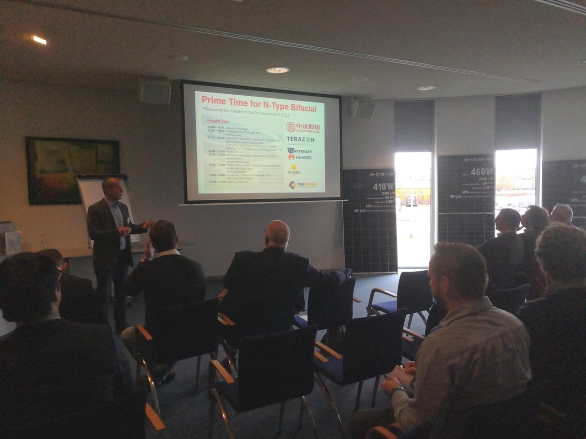 JolywoodSolar's tweet photo. Why N-type Bifacial? Why Jolywood? Organized by our Western European partner Terazon, we share our knowledge and solutions with local solar project developers, installers, distributors and bankers in Doetinchem, The Netherlands. https://t.co/HY39OTCwoS