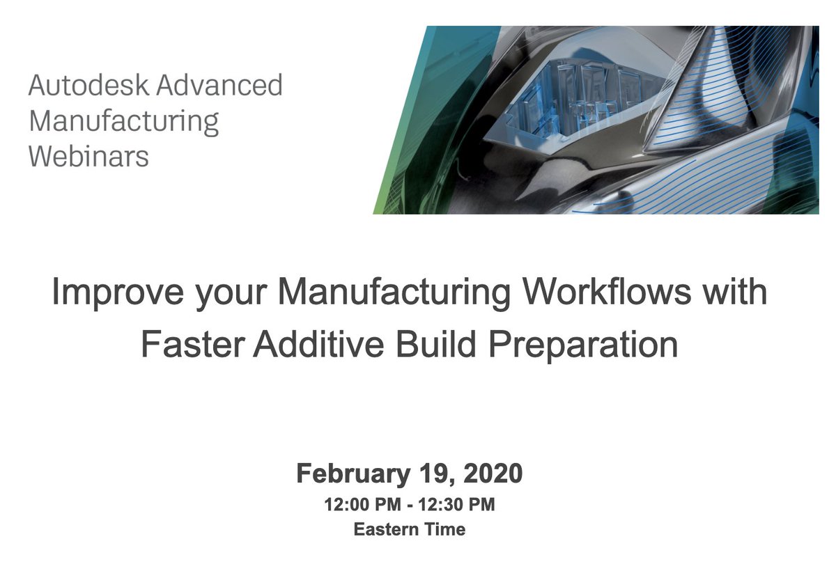 Do you want to improve your workflows with faster additive build preparation? Learn how by joining us on February 19th for this webinar focused on how to link your modeling and additive manufacturing workflows together. 

Sign up now: autode.sk/3b80XA6