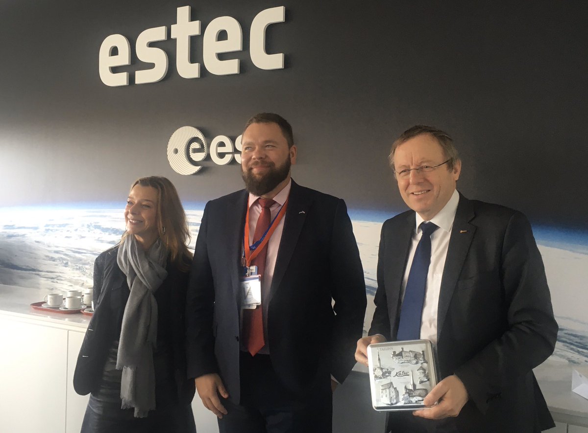 EconMinEstonia's tweet photo. @kaimarkaru spent a full day at @ESA_Tech @esa research centre ESTEC today and met with @janwoerner and Franco Ongaro to discuss EE-ESA cooperation and Estonia’s #spaceprogram &amp; #spacepolicy for 2020-2027🛰Thank you to our business delegates and wonderful hosts! https://t.co/vQ5I9GdJ0k
