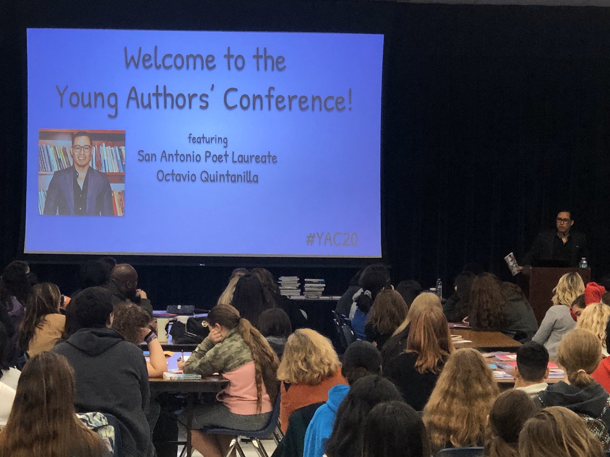 cathcallihan's tweet photo. It’s gonna be a fabulous day of writing at the MS ELA Young Authors’ Conference 2020!  Welcome San Antonio Poet Laureate, Octavio Quintanilla!
@nisdmsela #YAC20 https://t.co/HJngt9DYqi