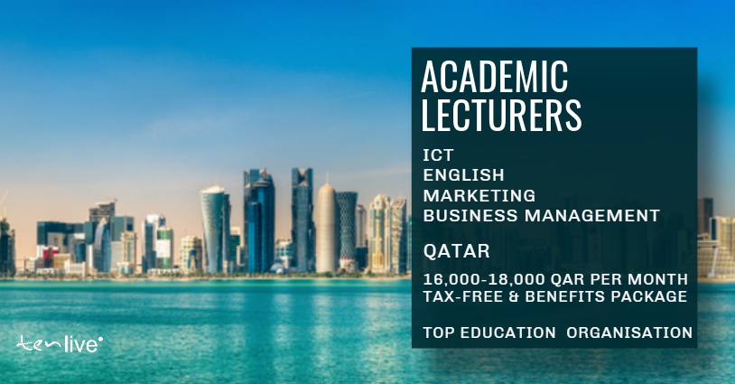 tenlivegroup's tweet photo. #Recruiting ACADEMIC #LECTURERS #QATAR!  Email CV to info@tenlivegroup.com. Bachelor degree /Post grad, 5 years’ teaching experience #highereducation 
#jobs #vacancies #ICT #marketing #English #businessmanagement #universities #university #education  #college #recruitment https://t.co/ATU84gNy0f