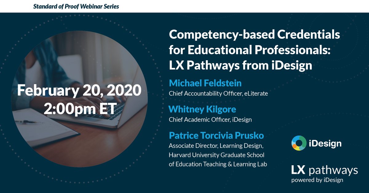 iDesignEDU's tweet photo. Is the academic workforce prepared to meet the growing demand for online courses? Join @whitneykilgore @mfeldstein67, and @ProfPatrice for a webinar on 2/20 to discuss how #LXPathways is helping colleges upskill workers to meet this demand! https://t.co/8HpDDMiE40 https://t.co/SnOOlPSZbF