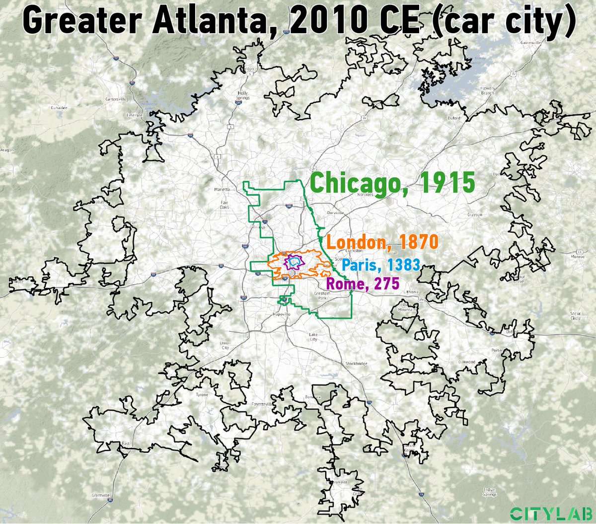 [12/11] When we mistakingly see increasing speed as solution, we forget that travel time (not travel distance) is fixed. Our contemporary cities are the physical manifestation of that flaw: https://www.citylab.com/transportation/2019/08/commute-time-city-size-transportation-urban-planning-history/597055