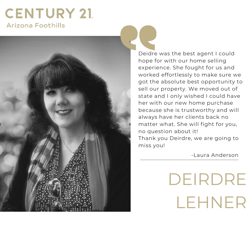 c21azfoothills's tweet photo. There is nothing better than to have an agent that's on YOUR side. Great work, Deirdre! #TestimonialTuesday โ
.โ
.โ
.โ
.โ
#reviews #realsatisfied #CENTURY21 #arizonaliving #azrealestate #trust #value #realtor #marketing #C21AZFoothills https://t.co/naHDLGcNe5