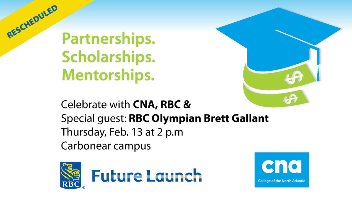 Due to the snow arriving tomorrow, we have delayed the announcement of the partnership between @CNA_News and <a href="/RBC/">RBC</a> until Thursday.   Same time.  Same place!   See you in Carbonear!  #futurelaunch