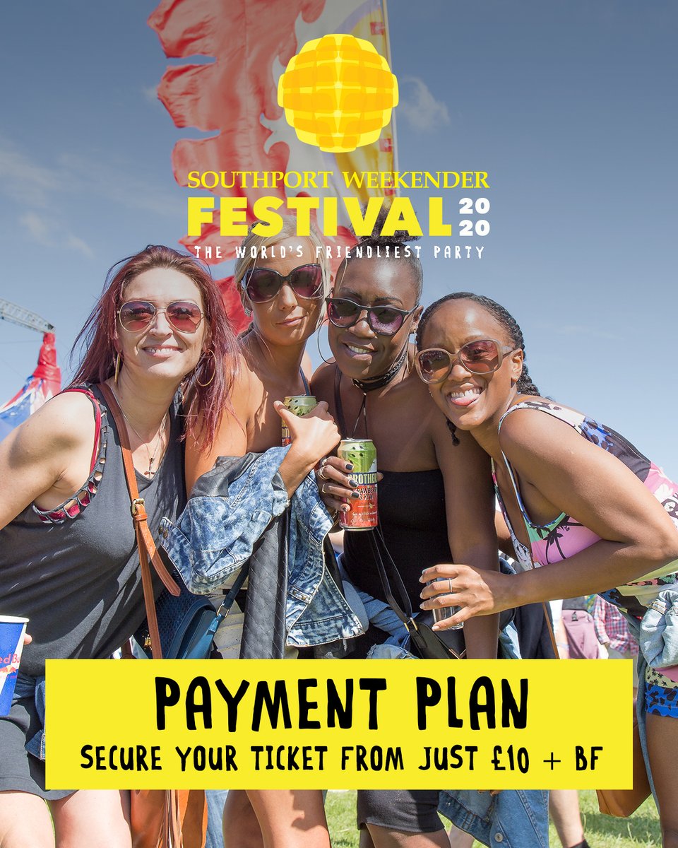 ☀️😎 PAYMENT PLAN 😎☀️
Tickets 🎟 southportweekenderfestival.com

For those who have been asking and don't want to miss out on Southport Weekender Festival 2020, we have listened!

Subject to availability you can now secure your Standard Ticket for just £10+ BF or VIP for just £13 + BF