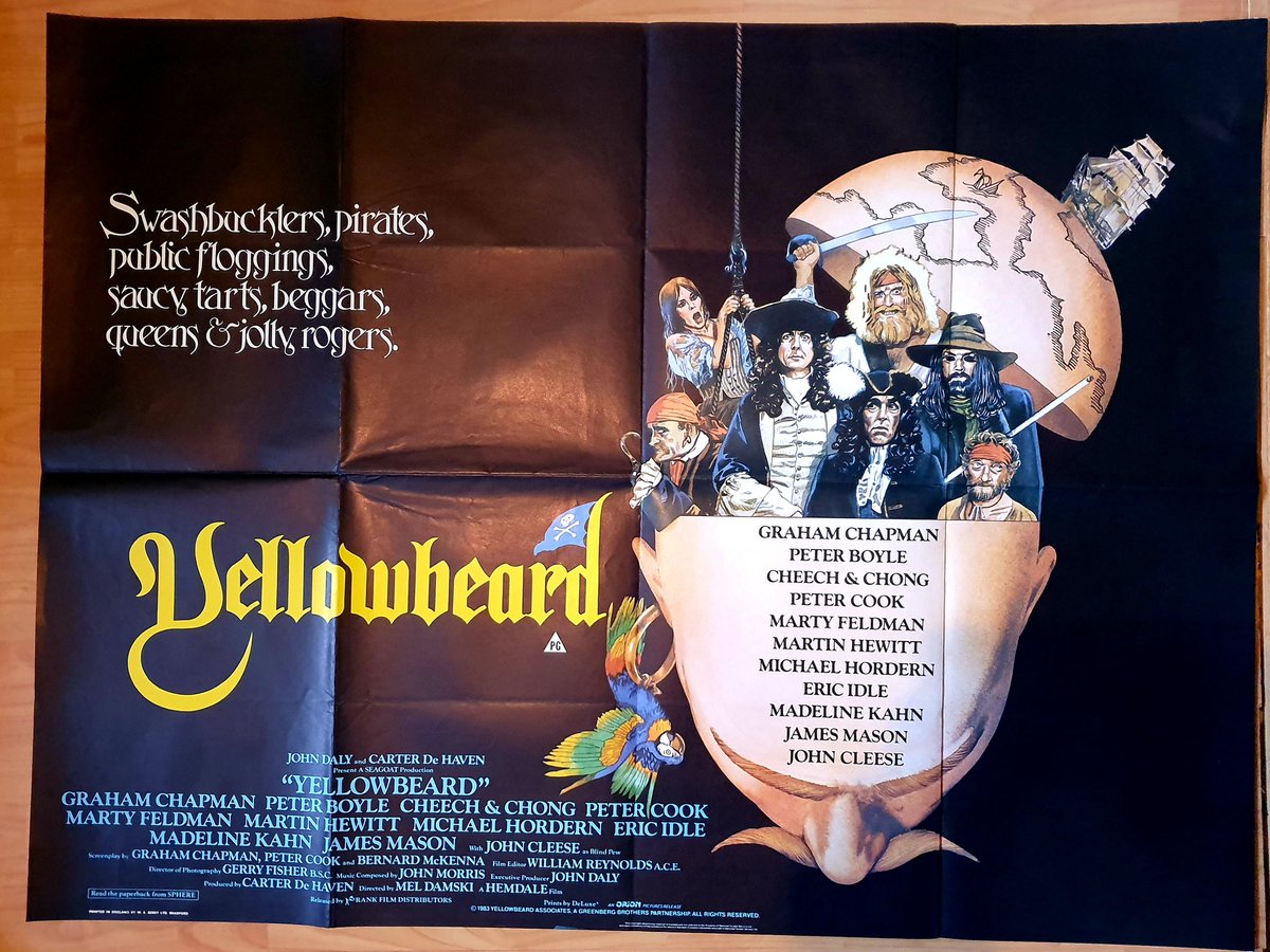 #GrahamChapman sailed the Pythons into swashbuckling waters with the romp #Yellowbeard. A stellar cast and, tragically, the last film to feature #MartyFeldman. #JohnComedyPosters @EricIdle @JohnCleese @MadelineKahn @NigelPlaner1
