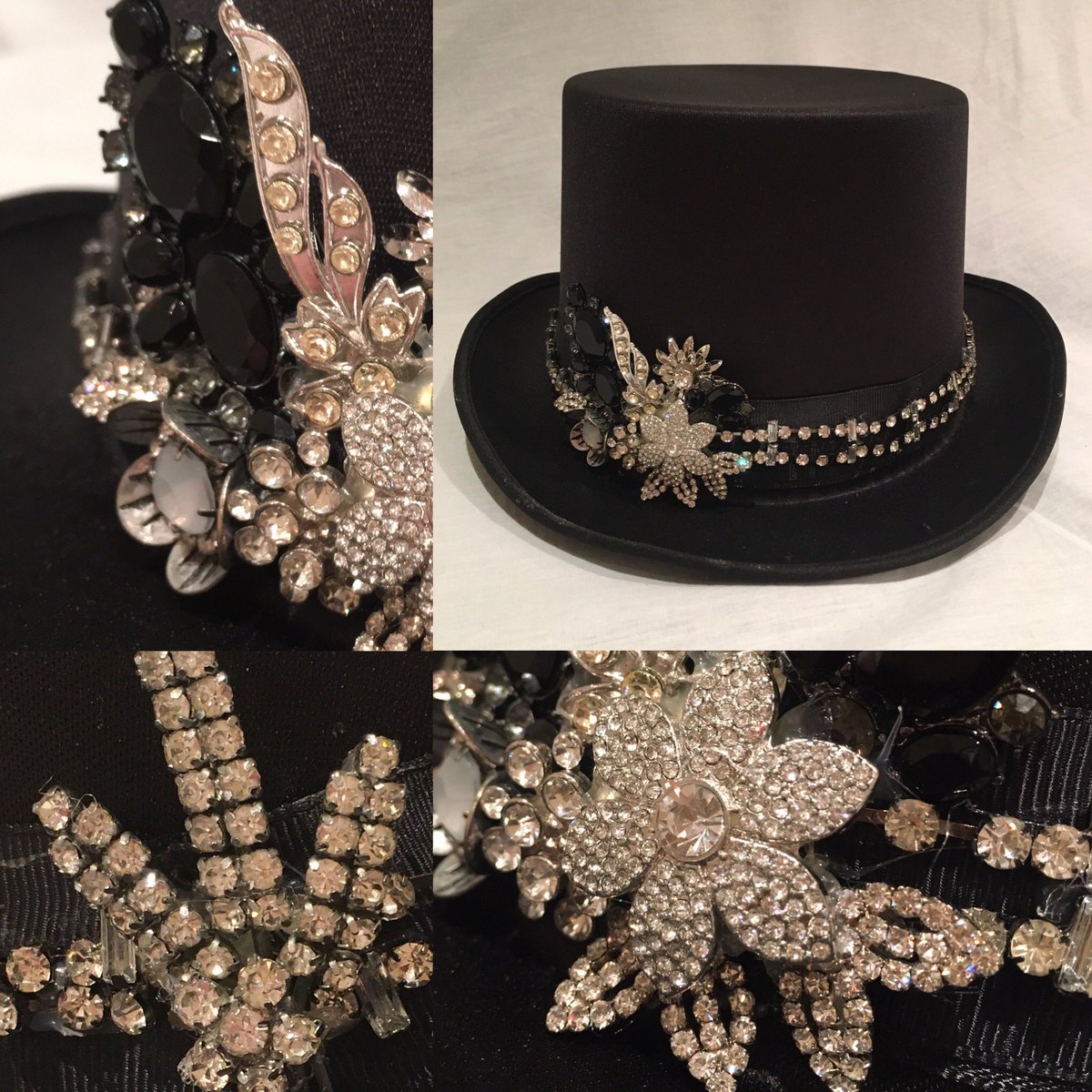 Latest Make: Glitzy Top Hat; commission for dance performer, made using vintage jewellery 💎🎩