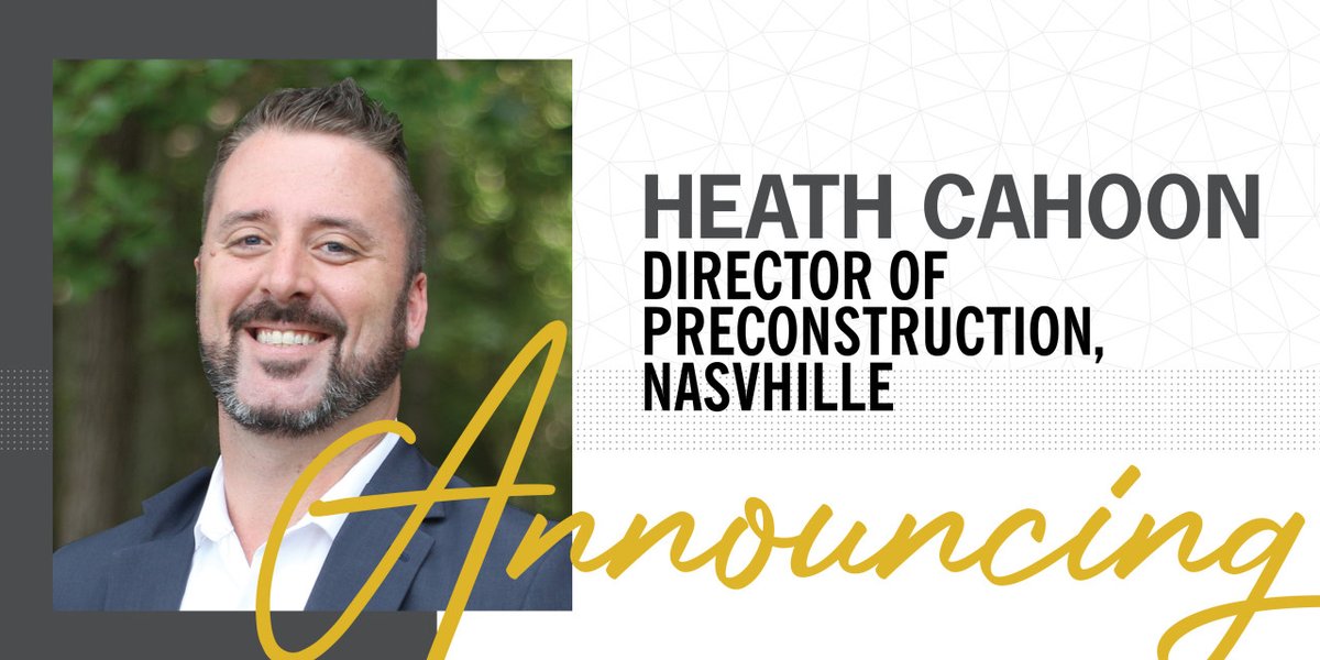 ChoateCo's tweet image. Congratulations to Heath Cahoon on his promotion to Director of Preconstruction for Choate Nashville! bit.ly/39s8V5y
#WeAreChoate
#ReputationIsEverything