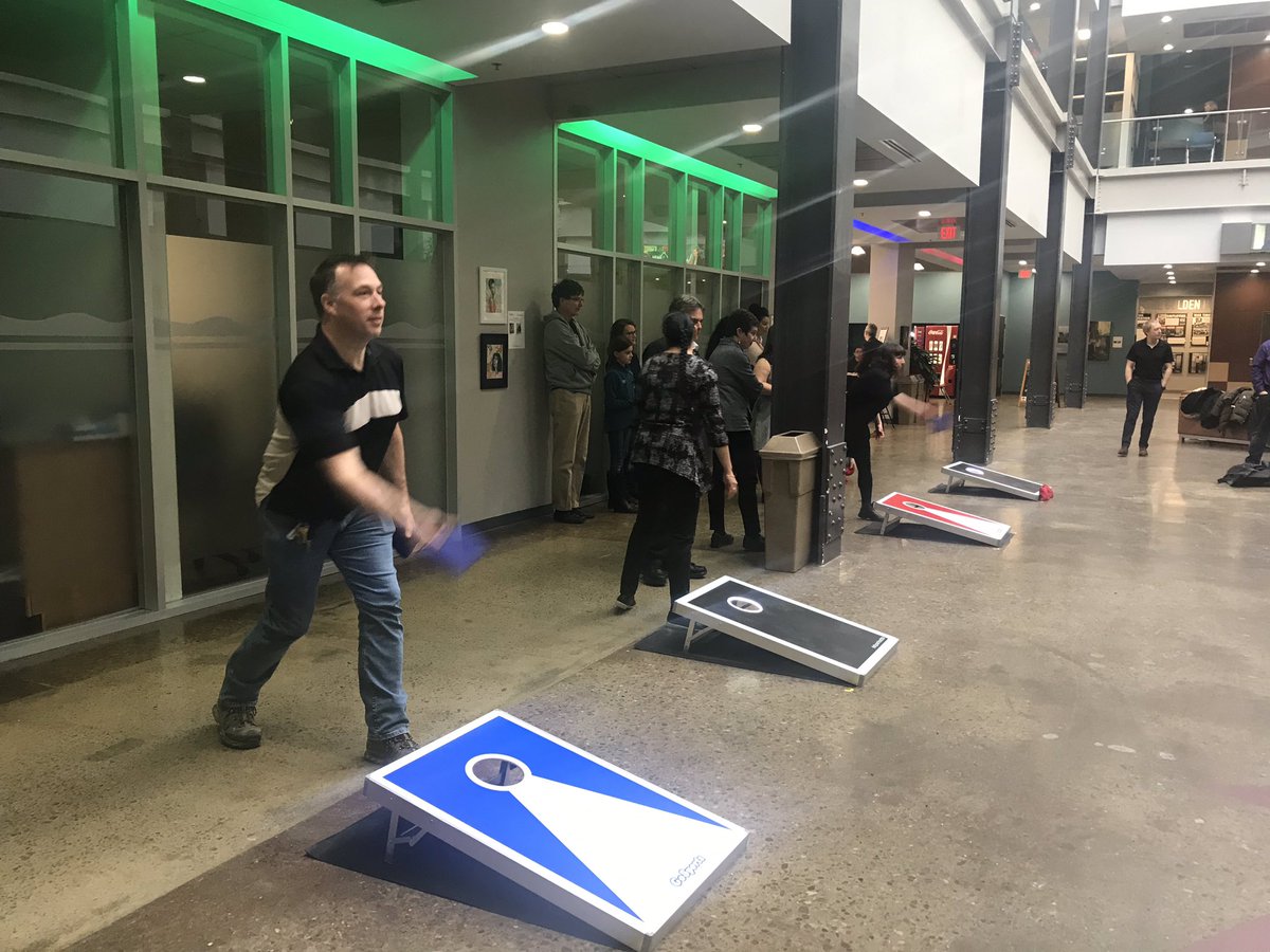MIP_Hamilton's tweet image. Our winter #BeanBagToss tournament is in session! Teams from across the park face off every week for a fun team-building activity #FunAtMIP