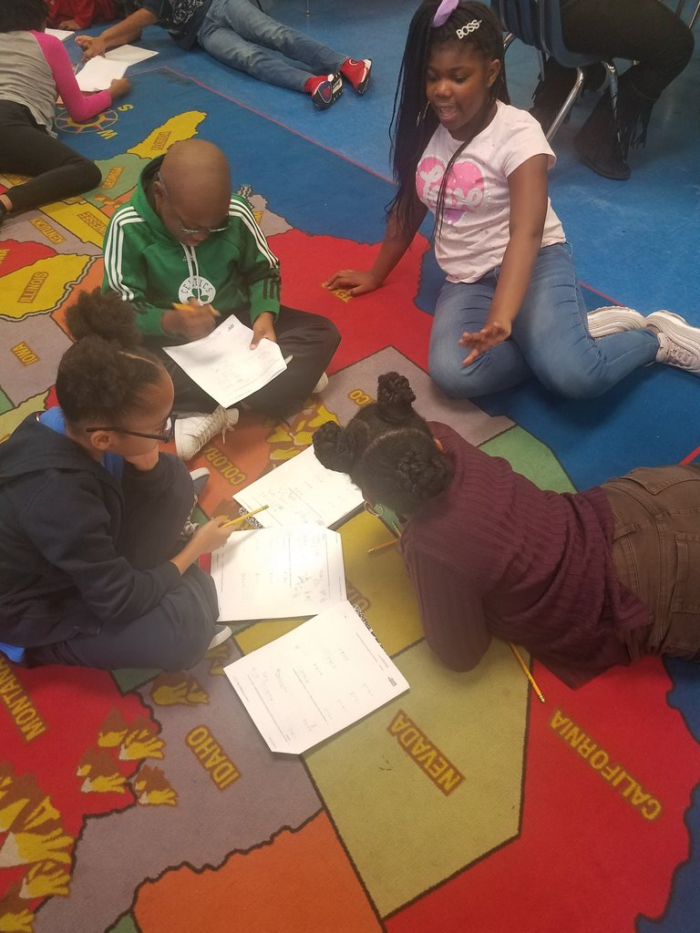 TheBlkMsFrizzle's tweet photo. #Liberty64 We "Squad Up" pick our own groups, decide who we work well with, make sure we're inclusive, and help to make sure everybody's cup is filled! #MathWarriors #FractionsOrBust https://t.co/2Zbav0sfj6