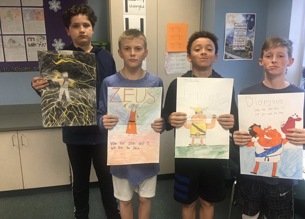 Day 2 of Greek god presentations! 🌞⚡️🌊🍇💘🔱<a href="/EubanksDragons/">Eubanks Intermediate</a>