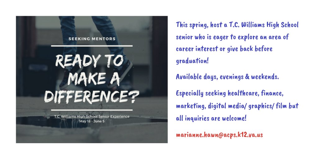 MrsHawnatACHS's tweet photo. Need free help for three weeks in late May - early June? Have we got a deal for you! @TCW_Counseling @ACPSk12 @TCWTitans @AlexandriaNow @AlexTimesNews @AlexGazette @AlexandriaVAGov @TheChamberALX https://t.co/mfZFKAXedP