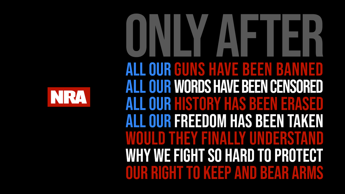 NRA's tweet photo. We will never stop fighting for our freedom. #2A 🇺🇸 https://t.co/7hfHvLy4lj
