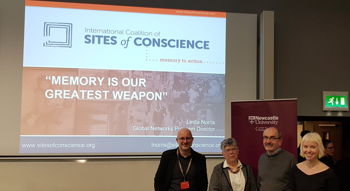 NU_Heritage's tweet photo. What a talk! A huge thank you to @lindabnorris from @SitesConscience for giving the Heritage NUCoRE inaugural lecture ๐ Manged to get a picture of her here with our NUCoRE co-leads (L-R) @chrisw_heritage John Pendlebury @ArchaeoDuck #NUGrowingResearch @UniofNewcastle https://t.co/yXTJDNDgCq