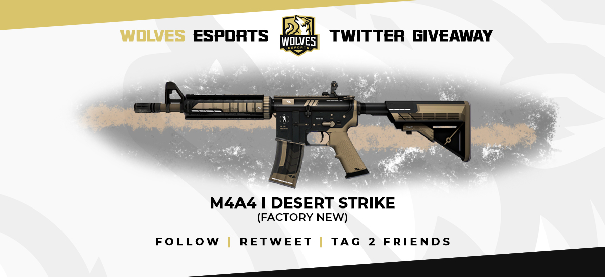 #Giveaway 

Quite some time until the weekend so we're taking away some of the pain &amp; give away another #CSGO skin.

Prize: M4A4 | Desert-Strike ( Factory New)

To enter:
- Tag 2 friends!
- Follow us!
- Retweet!

Giveway ends February 16 - 20:00 CET

GL!

#KeepHowling