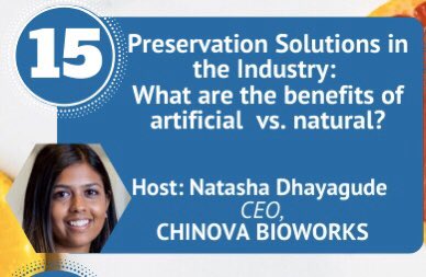 Chinova Bioworks (@chinovab) on Twitter photo Join our CEO <a href="/Nattydhy/">Natasha Dhayagude</a> at our round table <a href="/foodtechinvest/">Future Food-Tech</a> to discuss preservation solutions within the food and beverage industry! Join our CEO <a href="/Nattydhy/">Natasha Dhayagude</a> at our round table <a href="/foodtechinvest/">Future Food-Tech</a> to discuss preservation solutions within the food and beverage industry!
