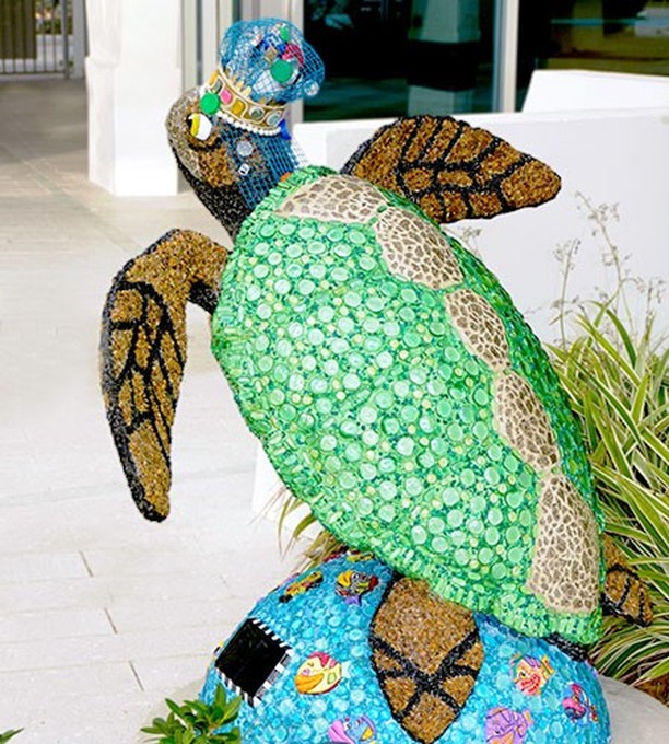 Res_InnSurfside's tweet photo. A8:  An ode to our turtles is a must. After all, they're the inspiration for cool art pieces like these all around #Surfside (@VisitSurfside)! #FLTravelChat https://t.co/gKQUyVE6mE