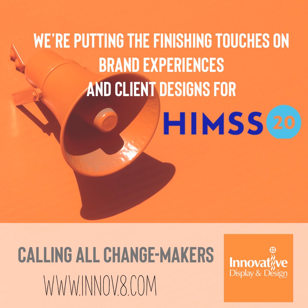 #BeTheChange in #Healthcare. Calling all change makers, as we put the finishing touches on our clients’ #brand experiences for #HIMSS2020. We’re ready to help you, let’s set up a time to meet w/you at the show, make your brand stando out. innov8.com