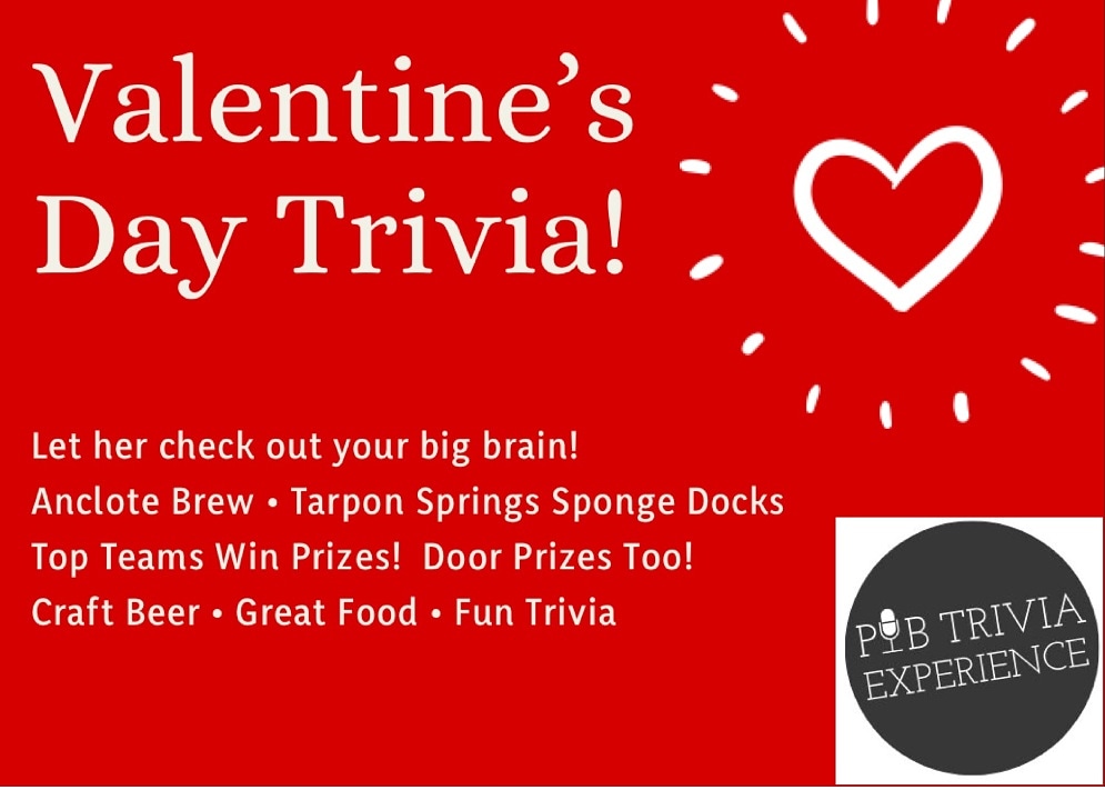 Anclote_Brew's tweet photo. Valentine's day Trivia at Anclote Brew hosted by The Pub Trivia Experience. Starting st 7pm this Friday
Don't miss out on all the fun
#anclotebrewtarponsprings #anclotebrew #tarponsprings #tarponspringsflorida #craftbeer #draftbeer #spongedocks #spongeexchange #Trivia https://t.co/5y9NWPDa7X