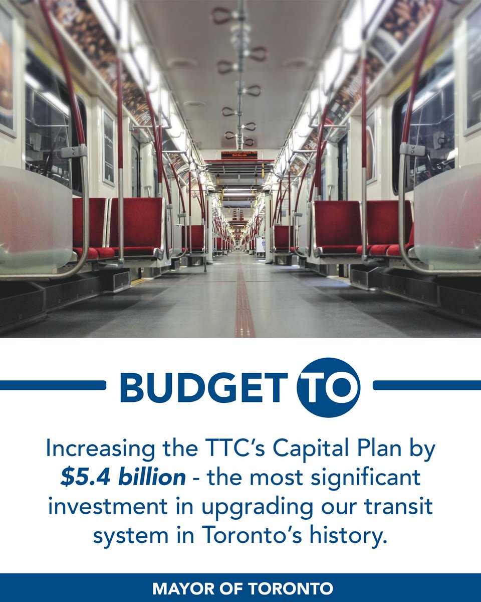 JohnTory's tweet photo. I’m proud that the 2020 #BudgetTO will make the most significant investment in upgrading our transit system in the @CityofToronto’s history so we can continue to #getTOmoving. https://t.co/gw9W7KWTq8
