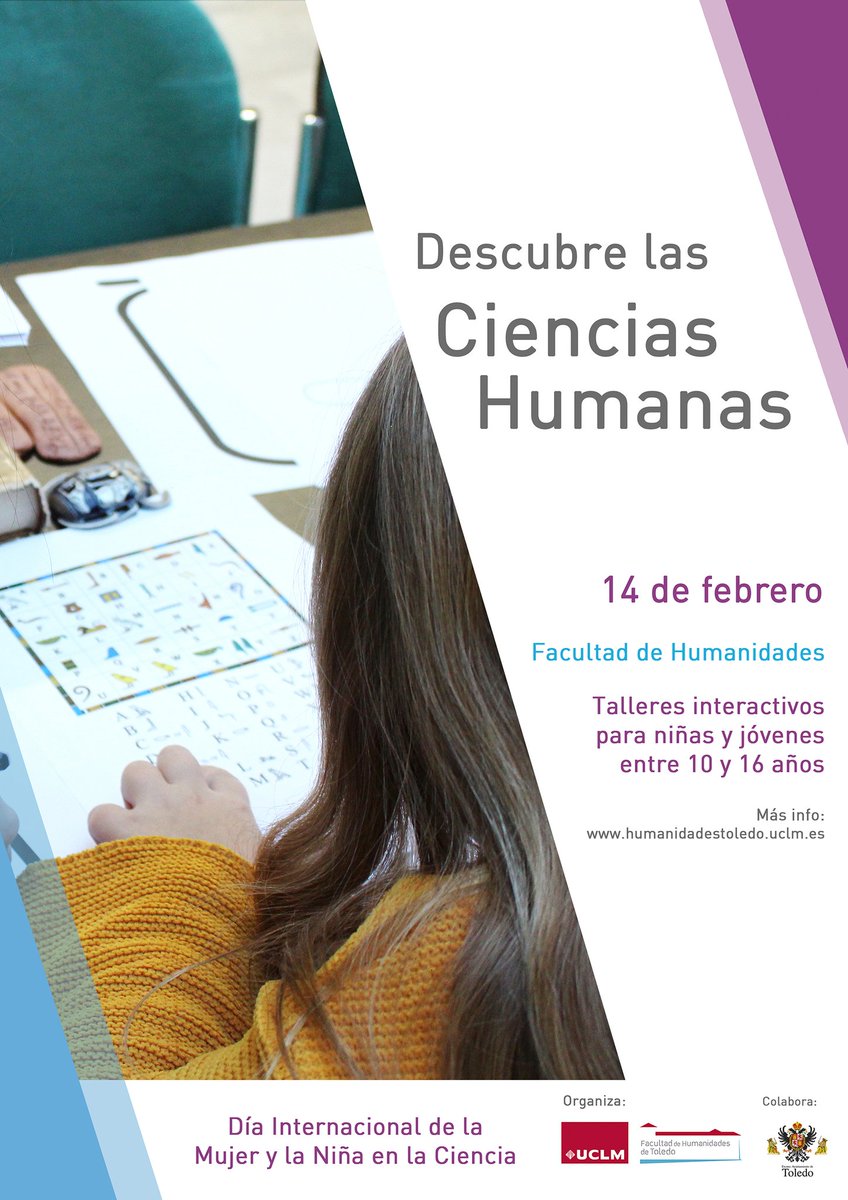 En el Día Internacional de la Mujer y la Niña en la Ciencia desde <a href="/HumanidadesTo/">HumanidadesTO_UCLM 🇺🇦🇵🇸</a> nos sumamos con talleres gratuitos destinados a niñas y jóvenes. Inscríbete, os esperamos este viernes
➡️ Inscrip: forms.gle/ee2Zg66WsyH9As…
#DíaMujerYNiñaEnCiencia #11F2020 #11F #UCLM11F
<a href="/UCLMdivulga/">UCLMdivulga</a>
