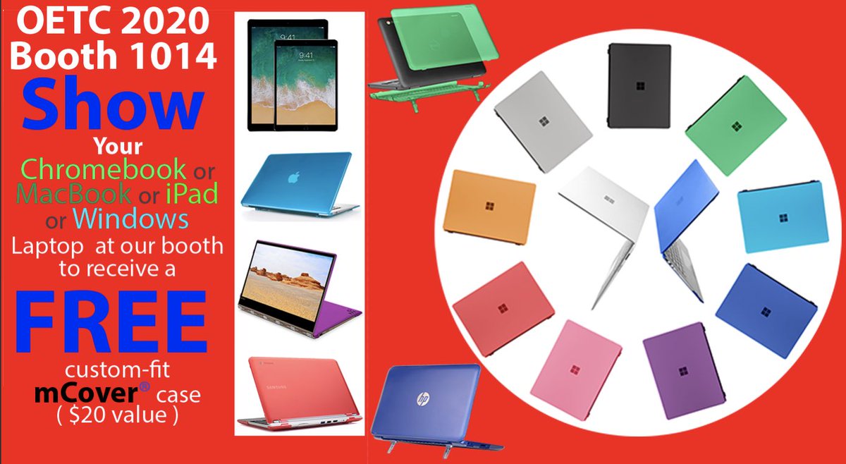 #OETC20 Free mCover case for your laptop computers at OETC booth 1014