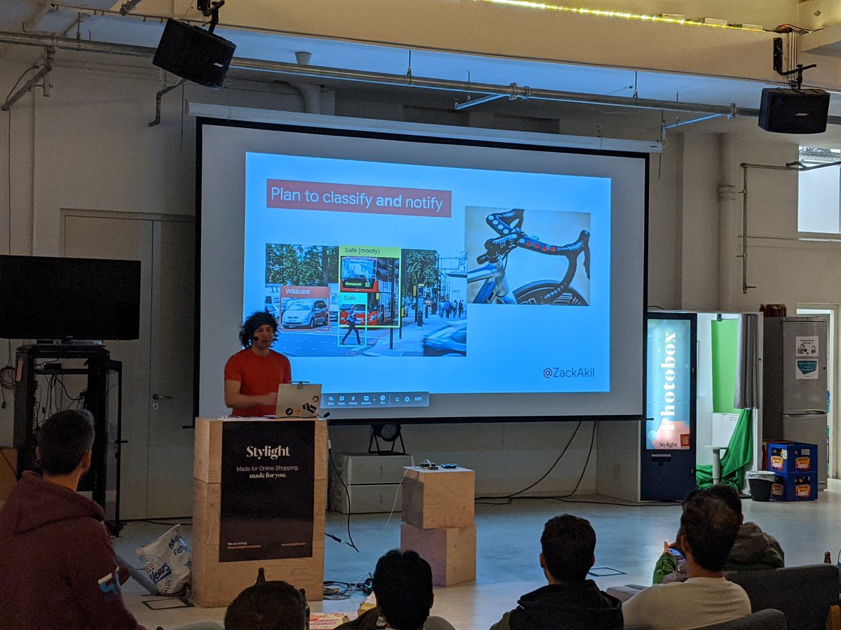 Hacking ML (@hack_ai) on Twitter photo Next up is <a href="/ZackAkil/">Zack Akil</a> telling us a story of how to make cycling safer in London with Edge TPU on the back of your bike #MachineLearning Next up is <a href="/ZackAkil/">Zack Akil</a> telling us a story of how to make cycling safer in London with Edge TPU on the back of your bike #MachineLearning