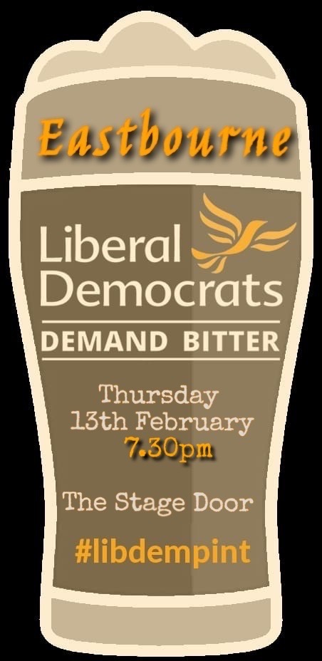 LibDemPintEB's tweet photo. Join us for a #libdempint in #Eastbourne at the @TheStageDoorPub on Thurs
Come as you are https://t.co/6geGECtxDD