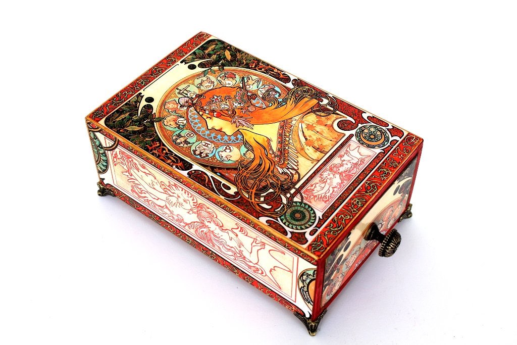 IuliiaArt's tweet photo. Excited to share this item from my #etsy shop: #Mucha #Zodiac #decoupage wooden jewellery box #Birthday gift for #women, mini drawers, Mother's Day gift, #handmade box wood #jewelry #rectangle #mothersday #brooch https://t.co/wX17nwTTH2 https://t.co/vLvuAhN2ty