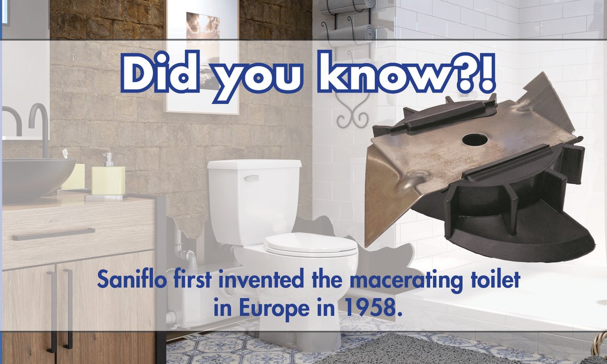 SanifloUSA's tweet photo. Happy inventors' day! Did you know? #SFA Saniflo first invented the #macerating #toilet in 1958. Can you believe it?! Over 60 years Saniflo’s engineered macerator toilets &amp; #pumps are available internationally, for full and half #Bathroom #installations! https://t.co/t0L2UeVTb8