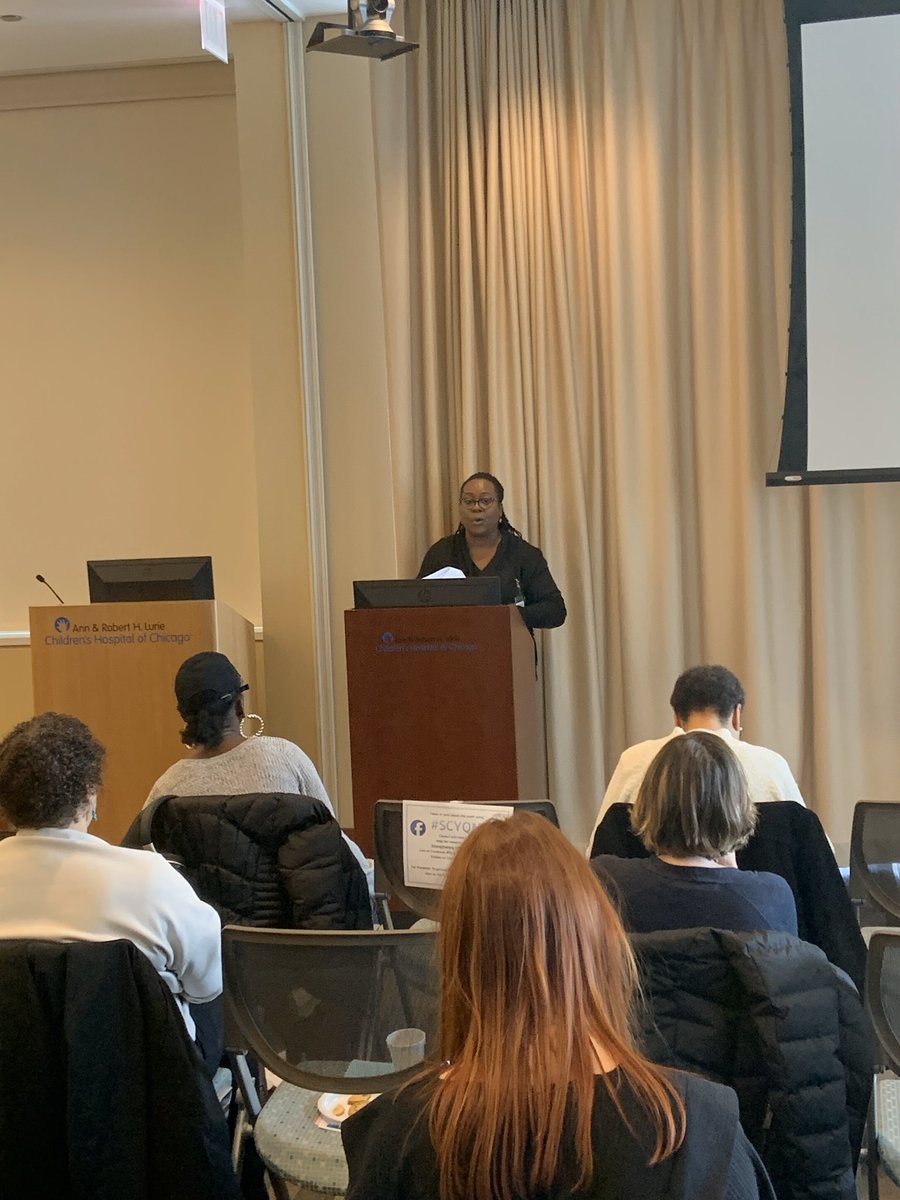 SCY_Chicago's tweet photo. Cassandra Otoo, Program Coordinator for the Juvenile Justice Collaborative, starts the #SCYQM by energizing and synergizing the room! 

So today’s topic is Investment in Community. What are your concerns about community investment? #community #investment #chicago https://t.co/qrSQMDtbY0