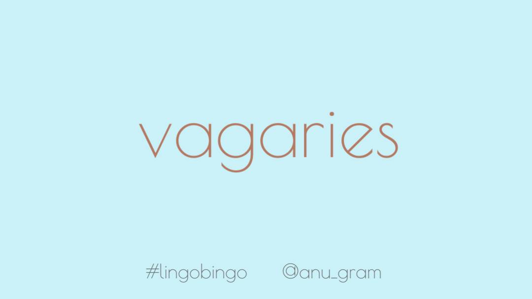 Word today is 'Vagaries', sudden and/or inexplicable changes in something #lingobingo
