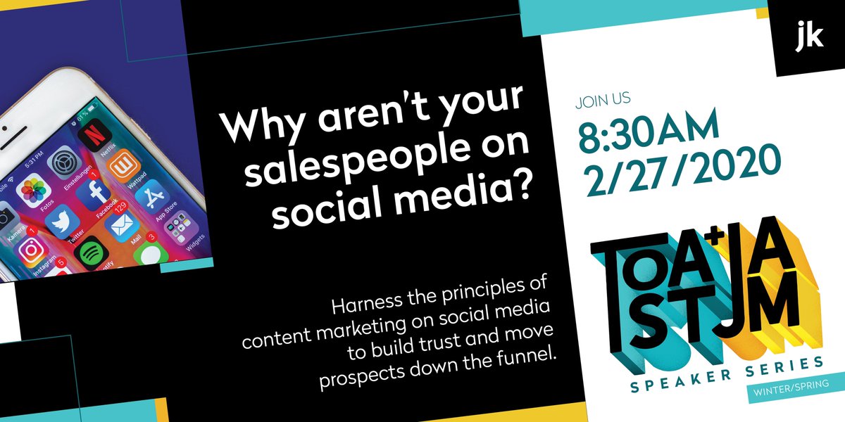 Join Jan Kelley’s , Miranda Smith and Kamila Karwowski as they dive into how salespeople can harness the principles of content marketing on social media to build trust and move prospects down the funnel.

Register now for this session Feb 27: bit.ly/31JbOfq