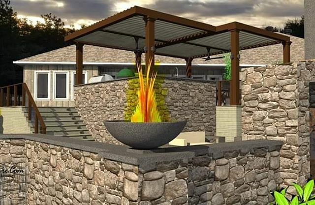 DecksPergolasCo's tweet photo. #fire_bowls in the landscape? Can you say Wow? #Louvered canopies and an #outdoor_kitchen https://t.co/OIlSlOFC2H https://t.co/tDj6sTMlzc