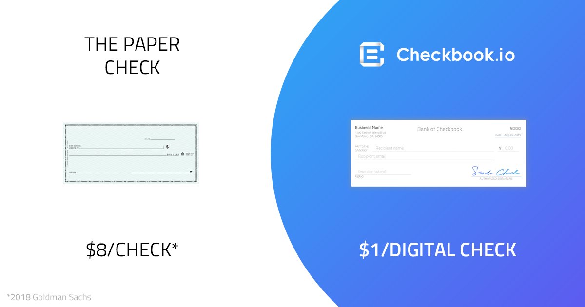 checkbook's tweet image. We&apos;re ready to put an end to &quot;The Paper Check&quot;. They&apos;ve hurt our pockets and have created inefficiencies for far too long. Enough of spending $8 per check, it&apos;s time to test our #DigitalCheck solution!

Try it out now and send yourself some money 💸: checkbook.link/2SyV5Y9
