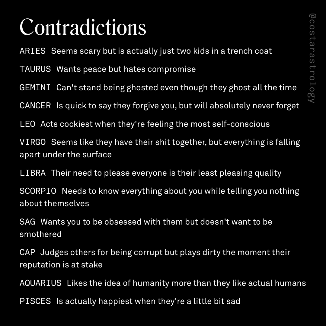 costarastrology's tweet photo. None of y'all make any sense. https://t.co/uaARW1td3p