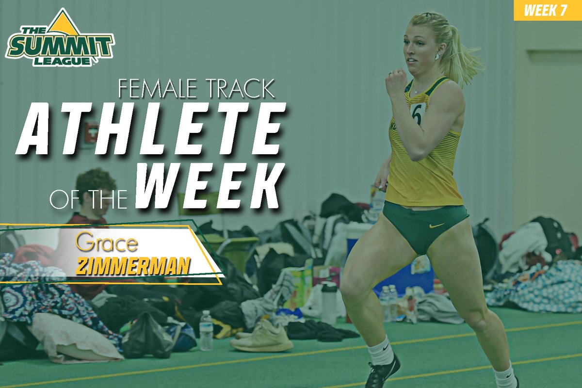 North Dakota State’s Grace Zimmerman earned her 1⃣st  career #SummitITF Female Track Athlete of the Week award

Here's why ↙️
👟 Won the 300m dash at the Bison Open
👟 Her time of 40.17 in the event ranks No. 9 in school history

📰- bit.ly/2uuw8oW