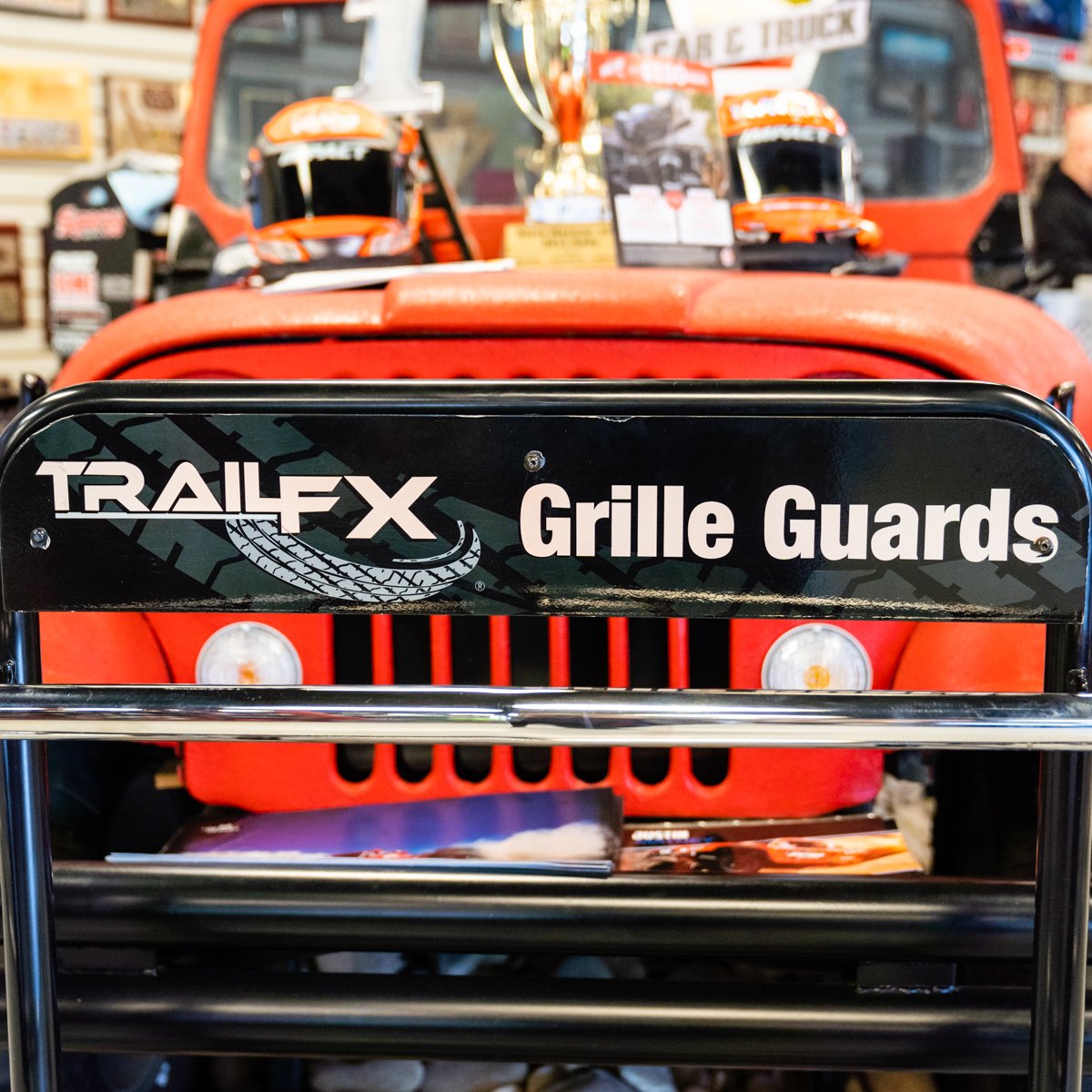 Add a customized sporty look to your truck or SUV while protecting its front end with a TrailFX Grille Guard.