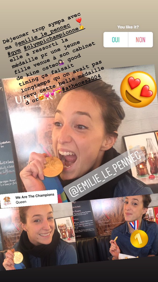 Good Time today at #lunch With my friend @emilielepennec  #olympicchampion #athenes2004 #goldmedal 🥇#gymnastic🤸🏻‍♀️ i love this girl 😍🥰❤️✨✨✨