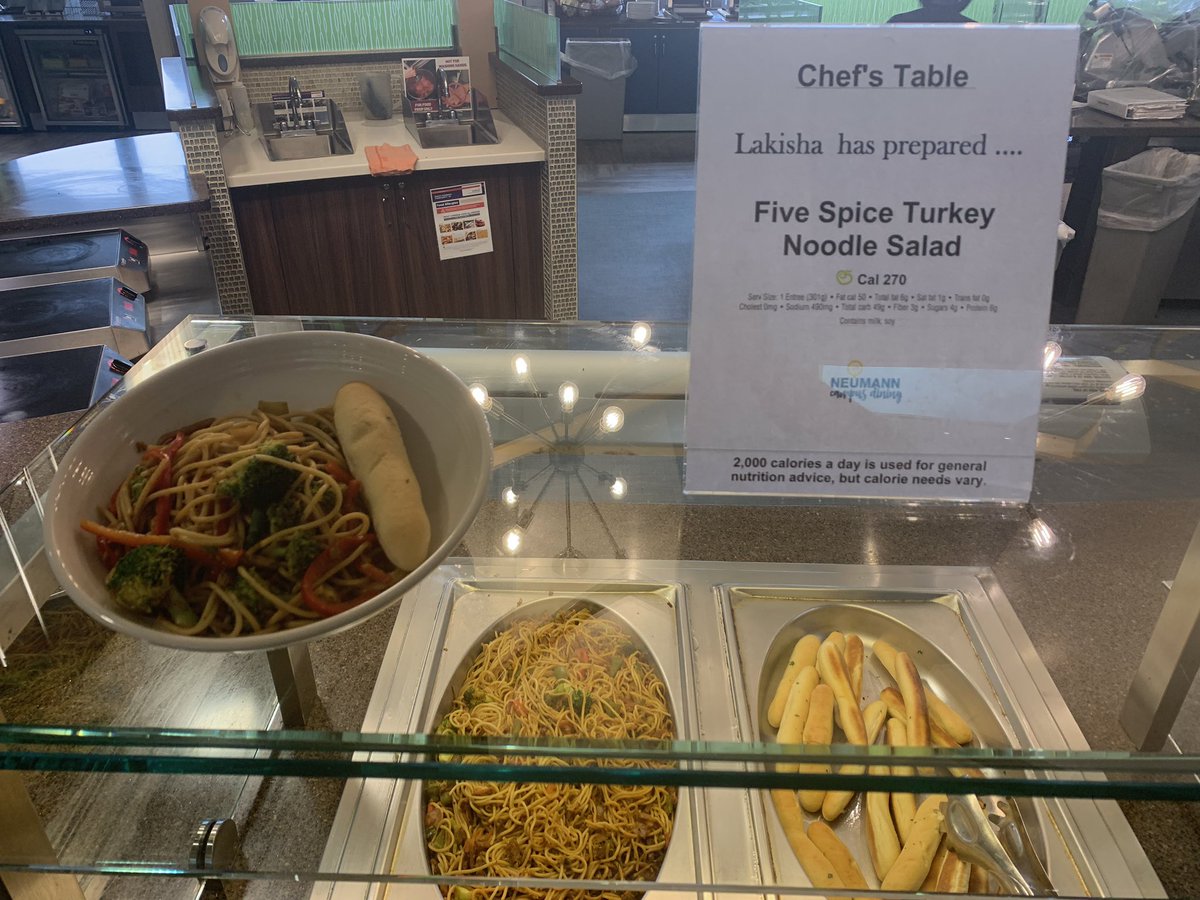 NeumannUDining's tweet image. Today’s special!! Five spice turkey noodle salad! 🍜did you get a bowl?