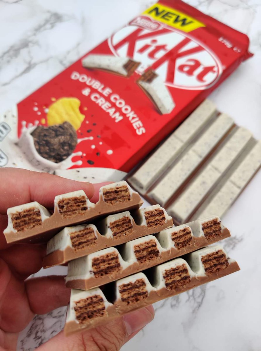 You had me at DOUBLE 🍪 KitKat Double Cookies &amp; Cream 🍼 Review and more info ▶ kingofcheatmeals.com/snack-reviews/…