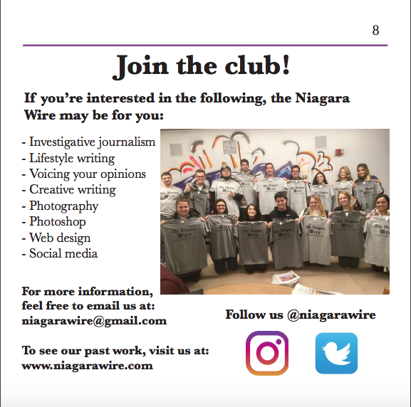 Love writing? Photography? Web design? 
Then join the Niagara Wire! 

Stop in for our meeting today at 4:30 p.m - Seton Hall basement across from the laundry room. 

Inquiries, submissions and story ideas can also be sent by email at: niagarawire.gmail.com